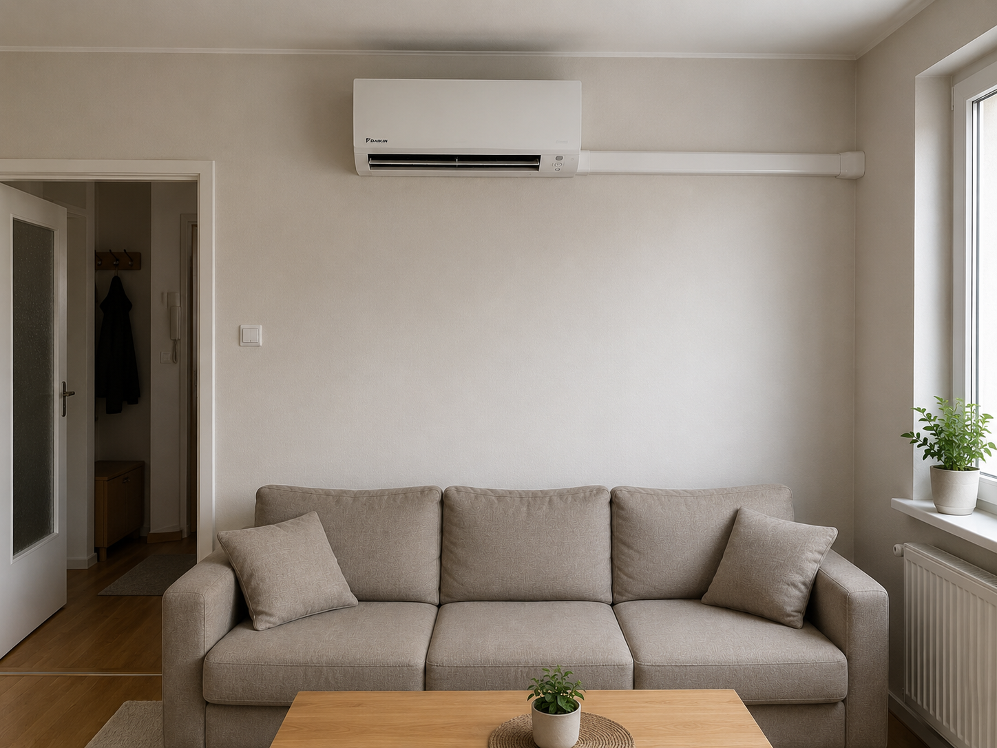 Daikin Sensira 3,5 kW klíma Budapest XIII. kerületi nappalijában – Klímasürgősen